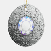 Silver Damask met een faux diamantedelsteen Keramisch Ornament (Links)