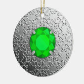 Silver Damask met een faux emerald gemstone Keramisch Ornament (Links)