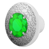 Silver Damask met een faux emerald gemstone Keramische Knop (Rechts)