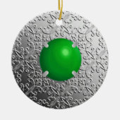 Silver Damask met een faux jade gemstone Keramisch Ornament (Voorkant)