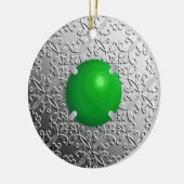 Silver Damask met een faux jade gemstone Keramisch Ornament (Links)