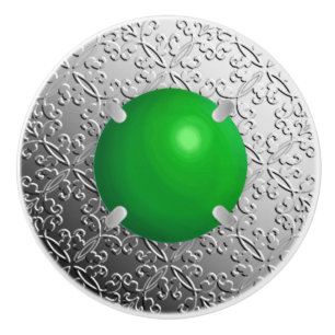 Silver Damask met een faux jade gemstone Keramische Knop