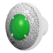 Silver Damask met een faux jade gemstone Keramische Knop (Rechts)