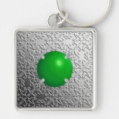 Silver Damask met een faux jade gemstone Sleutelhanger (Voorkant)