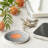 Silver Damask met een faux koraalsteen Sleutelhanger (Zijkant)