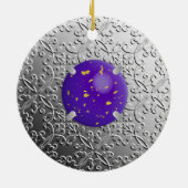 Silver Damask met een faux lapis lazuli gemstone Keramisch Ornament (Achterkant)