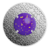 Silver Damask met een faux lapis lazuli gemstone Keramische Knop (Voorkant)