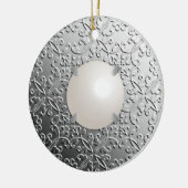 Silver Damask met een faux mabe parel Keramisch Ornament (Links)