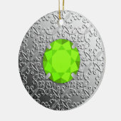Silver Damask met een faux peridot gemstone Keramisch Ornament (Links)