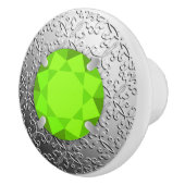 Silver Damask met een faux peridot gemstone Keramische Knop (Rechts)