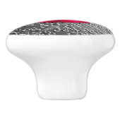 Silver Damask met een faux ruby gemstone Keramische Knop (Zijkant)