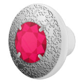 Silver Damask met een faux ruby gemstone Keramische Knop (Rechts)