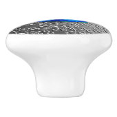 Silver Damask met een faux sapphire gemstone Keramische Knop (Zijkant)