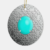 Silver Damask met een faux turquoise gemstone Keramisch Ornament (Links)