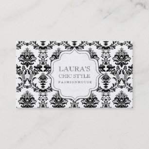 SILVER Damask Modern Chic Stylish Business Mode Visitekaartje