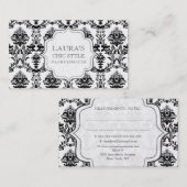 SILVER Damask Modern Chic Stylish Business Mode Visitekaartje (Voorkant / Achterkant)