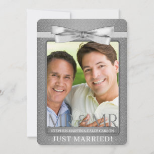 Silver Damask Mr. en Mr Gay Wedding Reception Kaart
