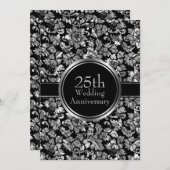 Silver Damask over zwarte achtergrond Kaart (Voorkant / Achterkant)