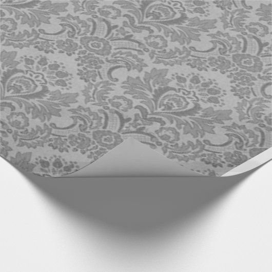 Silver Damask Pattern Cadeaupapier (Hoek)
