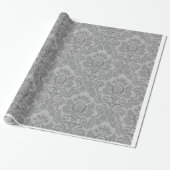 Silver Damask Pattern Cadeaupapier (Uitgerold)
