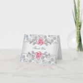 Silver Damask Pink Rose Bedankt (Voorkant)