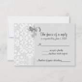 Silver Damask RSVP-kaarten RSVP Kaartje (Voorkant)