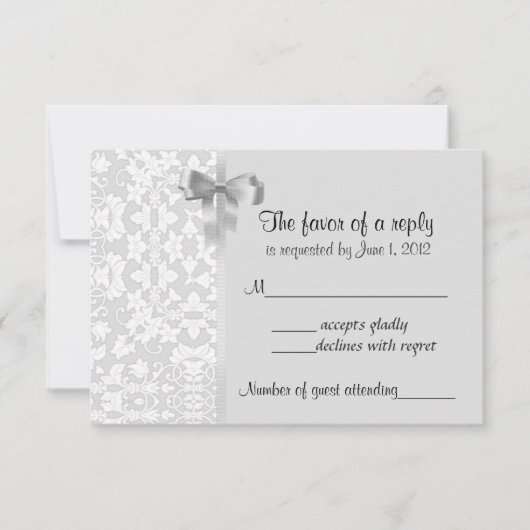 Silver Damask RSVP-kaarten RSVP Kaartje (Voorkant)