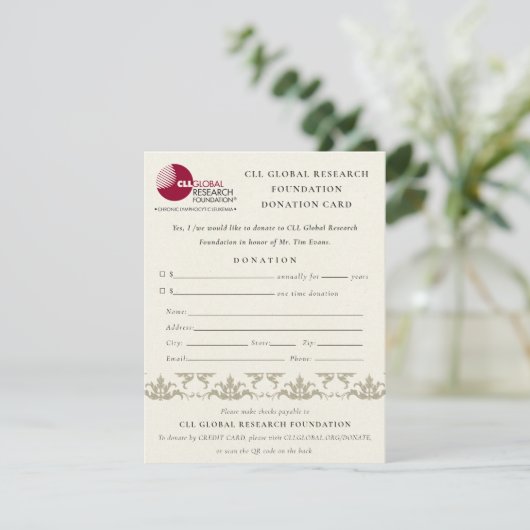 Silver Damask Seminar Event, QR Code Donatie Kaart (Staand voorkant)