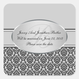 Silver Damask Sla de datum Stickers op