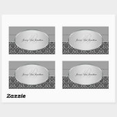 Silver Damask-Stickers Rechthoekige Sticker (Vel)