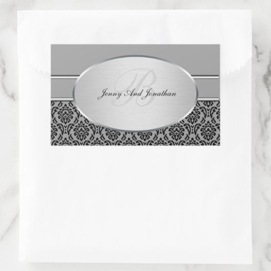 Silver Damask-Stickers Rechthoekige Sticker (Tas)