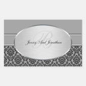 Silver Damask-Stickers Rechthoekige Sticker (Voorkant)