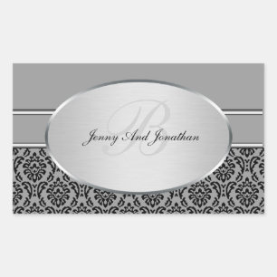 Silver Damask-Stickers Rechthoekige Sticker