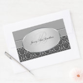 Silver Damask-Stickers Rechthoekige Sticker (Envelop)