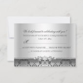 Silver Damask Sweet 16 RSVP Kaart (Achterkant)