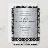 Silver Damask Swirls Wedding Invitation Kaart (Voorkant)