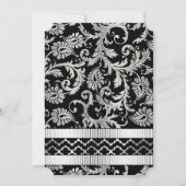 Silver Damask Swirls Wedding Invitation Kaart (Achterkant)