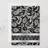 Silver Damask Swirls Wedding Invitation Kaart (Achterkant)