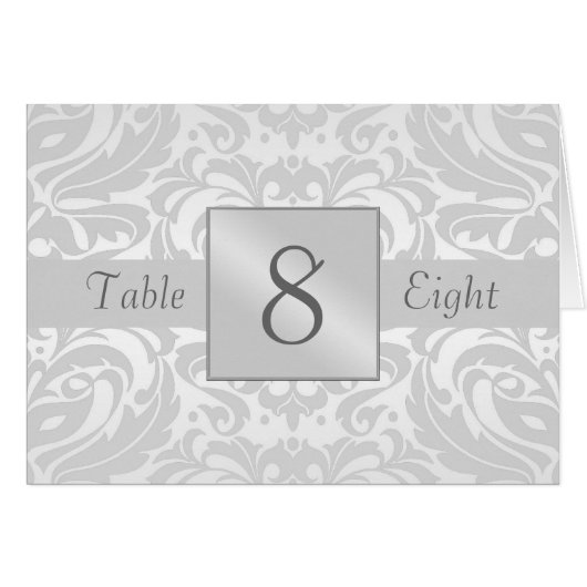 Silver Damask-tabelnummer gevouwen kaart (Voorkant Horizontaal)