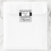 Silver Damask-Vrijgezellenfeest Vierkante Sticker (Tas)