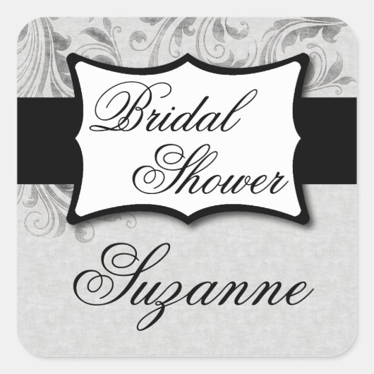 Silver Damask-Vrijgezellenfeest Vierkante Sticker (Voorkant)