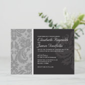 Silver Damask Wedding Invitations Kaart (Staand voorkant)