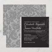Silver Damask Wedding Invitations Kaart (Voorkant / Achterkant)