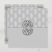 Silver Damask Wedding Kaart (Voorkant / Achterkant)