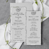 Silver Damask Wedding Program Programmakaart