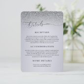 Silver Damask Wedding Receptie Details Kaart (Staand voorkant)