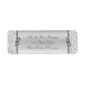 Silver Damask Wedding Return Address Etiket (Voorkant)