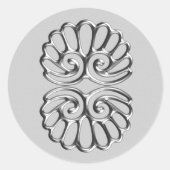Silver Damask Wedding Ronde Sticker (Voorkant)