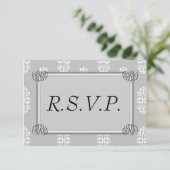 Silver Damask Wedding RSVP (Staand voorkant)
