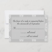 Silver Damask Wedding RSVP (Achterkant)